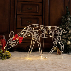 White Glitter Reindeer Christmas Light